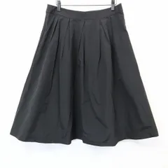 【中古】[印象AB] Bershka ベルシュカ ロングフレアスカート レディース 40 ブラック 黒 綿×ナイロン 若干薄手 裏地付き 無地 ボックスプリーツのサムネイル