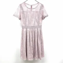 【中古】[印象B] Rewde ルゥデ 花柄レースワンピース レディース M ピンクパープル 紫 フレアスカート 裏地付 スカラップ 背中ファスナー 半袖のサムネイル