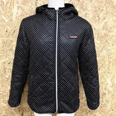 【中古】[印象B] CONVERSE コンバース M レディース キルティングパーカー 中綿ジャケット ドット柄 フードにボア裏 長袖 ポリ100% ブラック×ホワイト