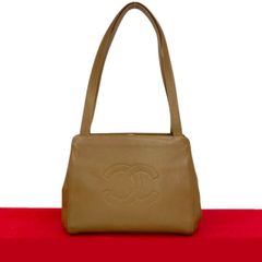 극미품 씰 있음 5번대 CHANEL 샤넬 코코마크 캐비어 스킨 가마구치 세미 숄더백 토트 백 베이지 30252