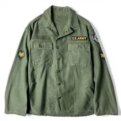雰囲気系 50s US ARMY 米軍実物 OG-107 コットン サテン ユーティリティ シャツ 1st 筒袖 初期 / 50年代 ビンテージ ミリタリー ジャケット