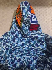 A BATHING APE ABC カモフラ シャーク フール ジップ フーディー ブルー