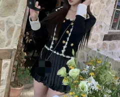 輸入衣類ゴールドニットカーディガン 수담L