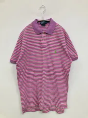 Polo by Ralph Lauren ポロバイラルフローレン ポロシャツ L パープル ボーダー柄 ワンポイント ブランドロゴ 半袖