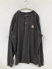 Carhartt カーハート Tシャツ/カットソー L TALL ブラック 無地 ワンポイント ロング丈 長袖 ヘンリーネック クルーネック(丸首)