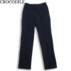 新品★ CROCODILE SPORTS クロコダイル 春夏 ワニ刺繍 ストレッチ シアサッカー スラックス パンツ Sz.L メンズ 紺 ゴルフのサムネイル