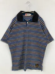CHAPS チャップス ポロシャツ L ブルー ボーダー柄 ワンポイント 半袖
