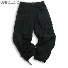 25SS★ UNIQLO:C ユニクロC 通年★ 【ワイドフィット カーゴ パンツ】 パラシュート ジップ Sz.M メンズ 黒