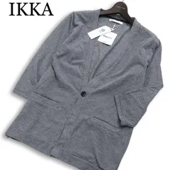 未使用★ IKKA イッカ 春夏 7分袖 カノコ カーディガン Sz.L メンズ 紺 ネイビーのサムネイル