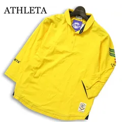 【新品 未使用】 ATHLETA アスレタ CAFE DO BRASIL★ 7分袖 プリント ポロシャツ Sz.M メンズ サッカー フットサル