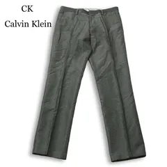 CK Calvin Klein カルバンクライン 春夏★ 麻 リネン ストライプ スラックス パンツ Sz.79 メンズ 灰 グレー