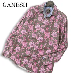 GANESH ガネーシュ 通年★ 長袖 総柄 花柄 インド綿 シャツ Sz.S メンズのサムネイル