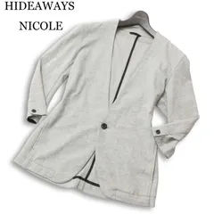 23SS★ HIDEAWAYS NICOLE ハイダウェイ ニコル 春夏★ 7分袖 ノーカラー ジャケット カーディガン Sz.46 メンズ グレー
