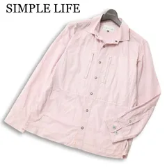 SIMPLE LIFE シンプルライフ レナウン 春夏★ 麻 リネン混 長袖 ボーダー シャツ ジャケット Sz.L メンズ