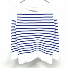 古着 マカフィー MACPHEE TOMORROWLAND Tシャツ カットソー ボートネック ボーダー 長袖 日本製 綿100% S ブルー×ホワイト 青 レディース 女性