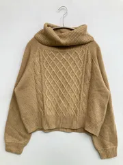 CECIL McBEE セシルマクビー ニット/セーター M ベージュ 無地 ショート丈 長袖 タートルネック/ハイネック