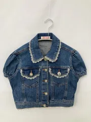 Tralala デニムジャケット ブルー レース 無地 フードなし ボタン留め