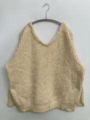 LOWRYS FARM ローリーズファーム ニット/セーター F ベージュ ウール・ニット 無地 リボン ナイロン ショート丈 長袖 Vネック