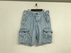 アバクロンビー&フィッチAbercrombie&Fitchアバクロコットンストライプ柄ダメージ加工カーゴショートハーフパンツサーフミリタリーアメカジワークビジネススーツモードドレスストリートスケーターゴルフメンズ白ホワイト青ブルー28S