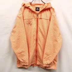 【中古】[印象AB] KAPPA カッパ ジップパーカー / シャツジャケット レディース O XL オレンジ ポリ×ナイロン 裾に調節紐 薄手 チェック 刺繍 ロゴ 裏地無し 長袖のサムネイル