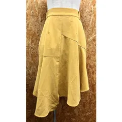 古着 MAJESTIC LEGON マジェスティックレゴン M レディース アシンメトリーフレアスカート 裏地付き ウエストゴム ポリ100% マスタードイエロー