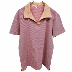 古着 ポールスミス Paul Smith ポロシャツ 開襟 ボーダー 半袖 ポケット無し 裾の両側にスリット 綿100% L レッド 赤×オレンジ×白 メンズ