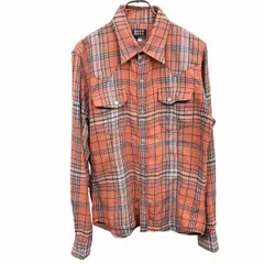 【中古】[印象B] TK TAKEO KIKUCHI ティーケー ウエスタンシャツ レディース M (2) ブラウン 茶系×青×黒×白 綿×ポリウレタン チェック ドットボタン 長袖のサムネイル