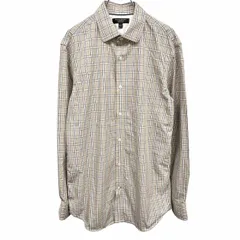 【中古】[印象AB] BANANA REPUBLIC バナナリパブリック シャツ メンズ M ブラウン 茶×紺×白 綿100% コットン チェック ポケット無し 長袖 フレンチフロントのサムネイル