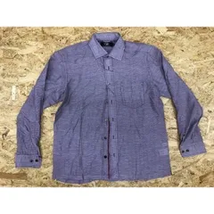 【中古】[印象BC] VIP PLAYBOY COLLECTION プレイボーイ メンズ Mサイズ パープル系 紫系 シャツ 長袖 胸ポケット ストライプ柄 レギュラーカラーのサムネイル
