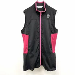 【中古】[印象AB] TIGORA ティゴラ ノースリーブダブルジップワンピースジャケット レディース L ピンク×ブラック ピンク ポリなど ハイネック 若干ストレッチ 薄手 ゴルフ 裏地無し ロゴのサムネイル