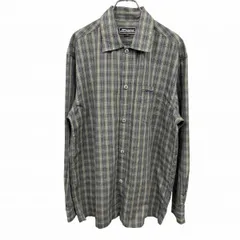 【中古】[印象AB] PIKO ピコ シャツ メンズ L 緑×紺×ベージュ×赤 ポリ×綿 チェック リラックスフィット 長袖 胸ポケット ロゴ刺繍 ボックスカットのサムネイル