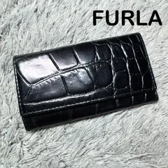 FURLA フルラ キーケース レザー ブラック 型押し