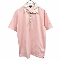 【中古】[印象AB] TAKA:Q タカキュー ポロシャツ メンズ LL XL 2L ピンク 綿×ポリ リングドットボタン ストライプ 鹿の子 半袖 裾の両サイドにスリットのサムネイル