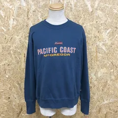 【中古】[印象BC] McGREGOR PACIFIC COAST マックレガー メンズ M ブルー系 綿100% スウェットシャツ トレーナー 裏毛 ロゴプリント 丸首 長袖 袖口リブ長めのサムネイル