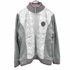 【中古】[印象AB] marie claire sport マリクレール スポール ジャケット レディース LL 杢グレー 杢グレー×ピンク ポリ100%(ニット部分：アクリル×毛) キルティング部分に薄手の中綿入り(他の部位には中綿無し) 総裏地 フルジップのサムネイル