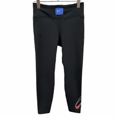古着 ナイキ ランニング NIKE RUNNING レギンスパンツ ウエスト紐 プリント ポリエステル×ポリウレタン L ブラック 黒×赤×白 レディース