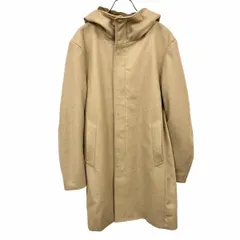 【中古】[印象AB] tk.TAKEO KIKUCHI ティーケータケオキクチ フーデッドコート メンズ M ベージュ 毛×ポリ ハイネックフード 内ポケット×１ フライフロント ダブルジップ×ドットボタン 裏付き 長袖 無地のサムネイル