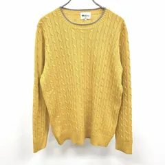 古着 THE SHOP TK MIXPICE - L レディース 若干薄手 ケーブルニット セーター 丸首 クルーネック 長袖 アクリル×綿 イエロー系×グレー 黄色系