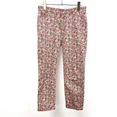 古着 ビームスボーイ BEAMS BOY スキニーパンツ 花柄 裾ダブル ストレッチ 日本製 綿など 1号 ピンク×グリーン×ブラック ピンク レディース