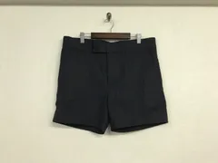 本物ミスタージェントルマンMR.GENTLEMANウールストライプ柄スラックスショートハーフパンツサーフミリタリーアメカジワークビジネススーツモードドレスストリートスケーターゴルフメンズ黒ブラックLのサムネイル