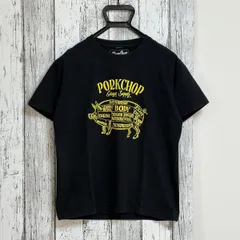 ポークチョップガレージサプライ  PORKCHOP GARAGE SUPPLY PORK Tシャツ フロントプリント　ブラック イエロー　M サイズ
