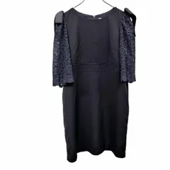 【中古】[印象AB] SWEET MOMMY スウィートマミー ワンピース レディース M ネイビー ポリエステル×ポリウレタン 後ろファスナー 裏地付き 袖口スカラップ マタニティー 花柄レーススリーブ 腹部にファスナー 5分袖のサムネイル