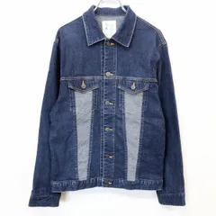 古着 ユート U:TO 若干薄手 デニム トラッカージャケット ボタン留め 背中にロゴ ストレッチ ボタン留め 長袖 日本製 青 レディース(メンズ？)