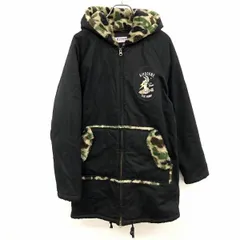 【中古】[印象AB] LAUNDRY ランドリー コート / ジャケット メンズ S 黒 綿100%(内側：ポリ100%) ラグランスリーブ 内ポケット無し フードは脱着不可 ダブルジップ 一部迷彩柄 ファー裏地 ウサギとミサイル 長袖のサムネイル