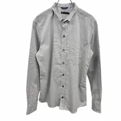 【中古】[印象A] MEN'S BIGI メンズビギ シャツ メンズ 4 ホワイト×ブラック (ボタン糸：赤) 綿×ポリ 千鳥格子 ワイヤー襟 短い襟 長袖 胸ポケットのサムネイル