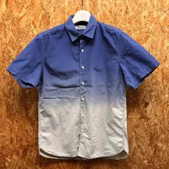 【中古】[印象BC] CIAOPANIC チャオパニック メンズ M ブルー系×ライトグレージュ 綿100% シャツ フレンチフロント ワンポイント刺繍 グラデーション 半袖のサムネイル