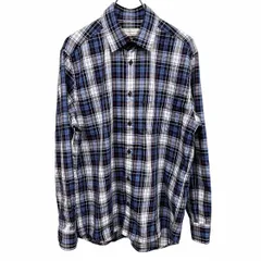 【中古】[印象A] Golden Bear ゴールデンベア シャツ メンズ M ブルー 青×紺×赤×白 綿100% コットン100% ロングテール チェック 長袖 胸ポケット ロングスリーブのサムネイル
