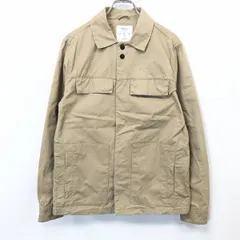 古着 Bershka ベルシュカ S メンズ ステンカラー ジャケット ブルゾン 裏地無し 無地 ドットボタン フライフロント 長袖 綿100% ベージュカーキ