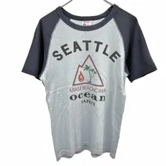 【中古】[印象B] KRIFF MAYER クリフメイヤー Tシャツ キッズ Free 紺 綿100% ヤシの木 キャンプファイヤー 英字 ラグラン 半袖 ユース ジュニア 子供 子どものサムネイル