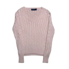 S POLO RALPH LAUREN(ポロラルフローレン) レディース ピンク ケーブル Vネック ニット